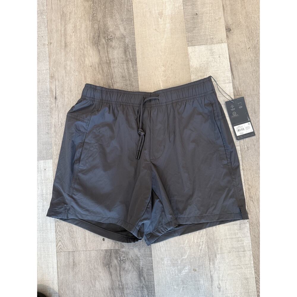 VRST Everyday Shorts Mens Small Graphic Charcoal Gray 5 Inch Lined Swim Gym NWT